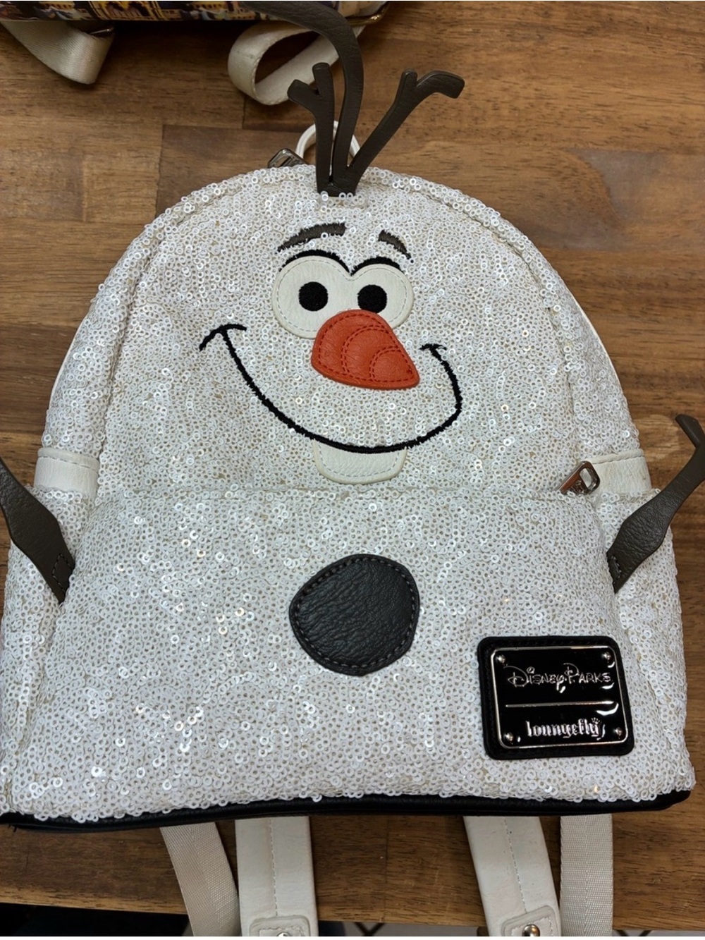 Loungefly Sequin Olaf Kids Backpack - White, Orange, Black
